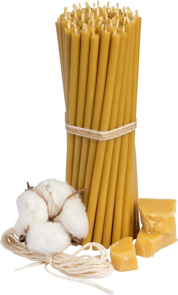 Ritual Natural Beeswax Candles, Pack of 20, 16 cm, 7 Colours to Choose Ideal for Rituals and Meditation (Yellow) - ShopVlot