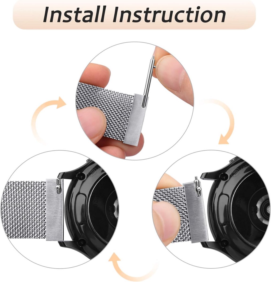 Amzpas Stainless Steel Mesh Watch Band 22mm 20mm 19mm 18mm Metal Replacement Bracelet Magnetic Closure Smartwatch - ShopVlot