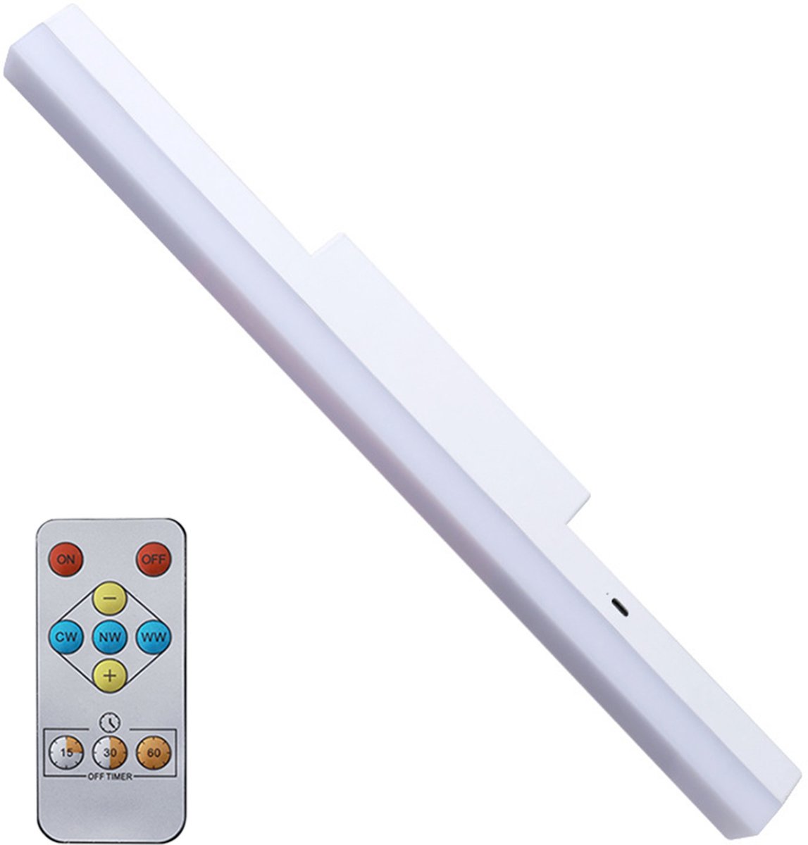 Oplaadbare LED-lichtstrip - tweekleurig - met afstandsbediening - 3 helderheidsniveaus - timerfunctie - 2400mAh-batterij - geschikt voor kasten, nachtkastjes en keukens - zilver
