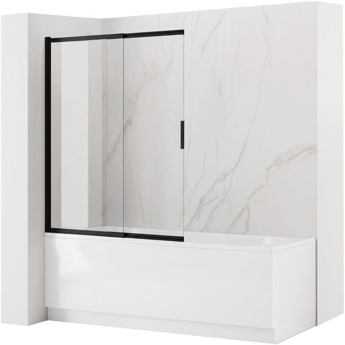 Rea - Badwand Schuifbaar Dario Black 120 - 0,6 x 120 x 140 cm