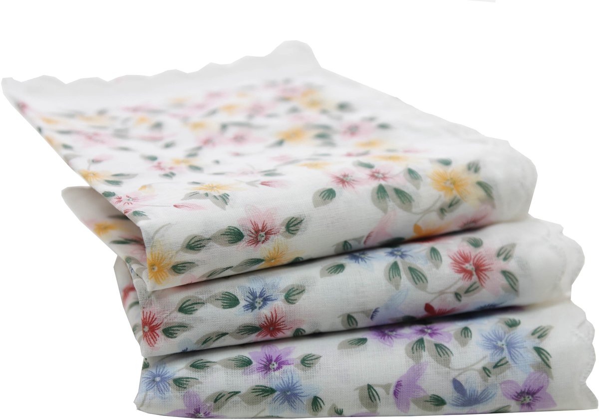 Tiseco Dames zakdoeken Bloem kant Lucie 12 St - 30 - Blauw