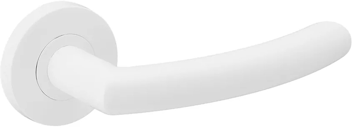 Deurkruk (2x) Luca rond 20mm haaks op rozet mat wit PVD gecoat | Witte deurklinken