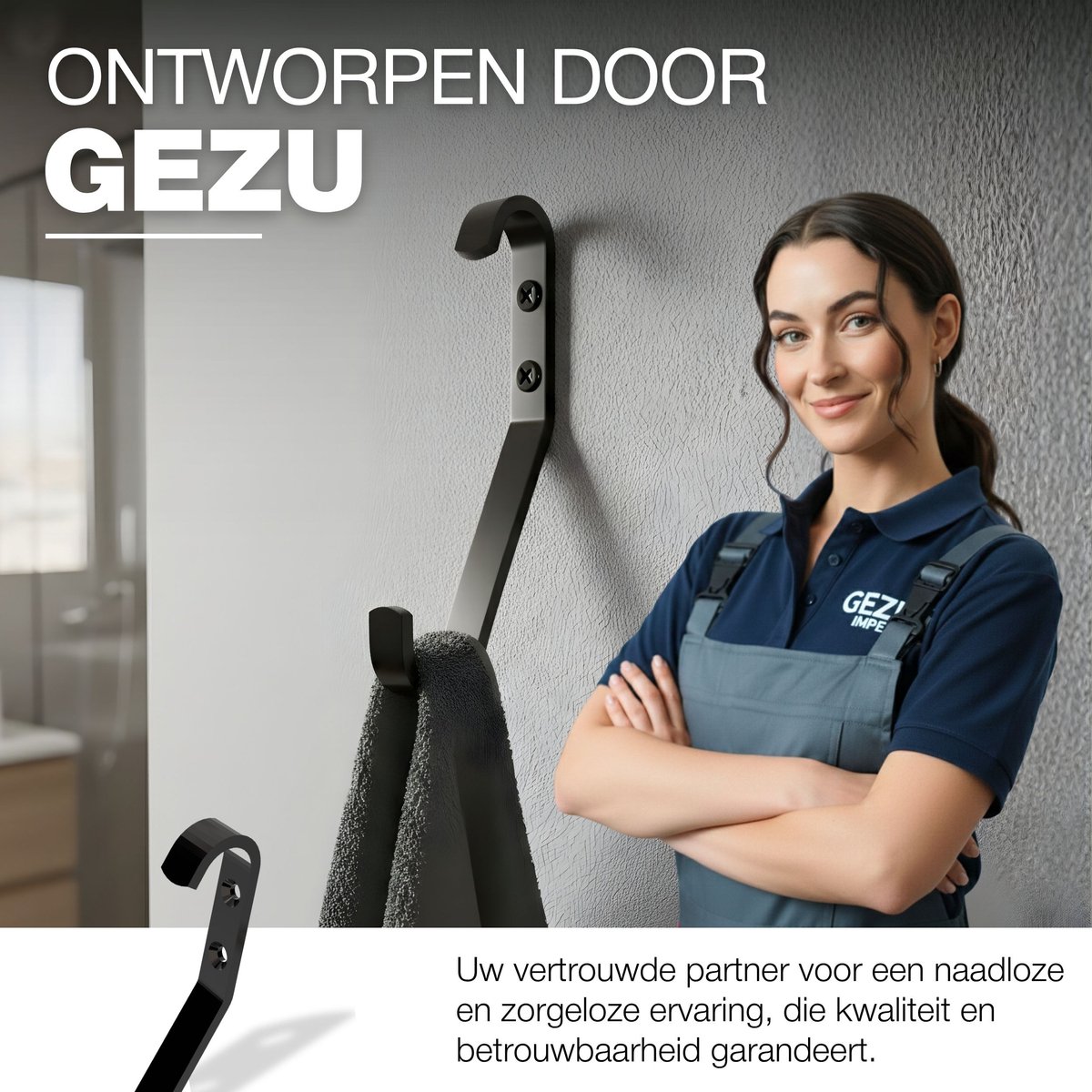 GeZu Impex Muurhaak 185 mm Zwart Poedercoating Kledinghaak Set van 4 Kapstokhaken Dubbele Garderobehaken Schoolhaak Hoed Handdoek Opslag Garage Deur Ophanghouder