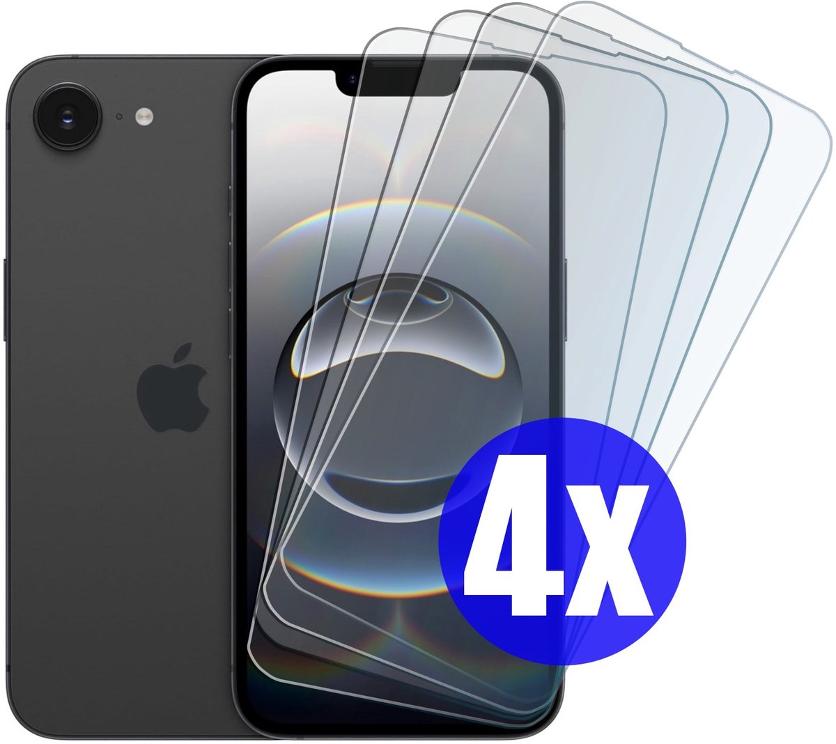Screenprotector geschikt voor iPhone 16e / 17e - Gehard Glas - Tempered Glass Armor Screen Cover - 4 Stuks