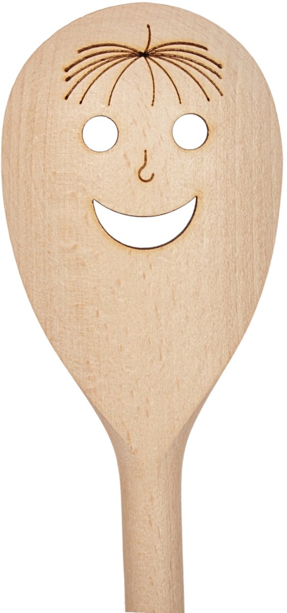 Houten keukengereedschap met grappig gezicht - 30 cm