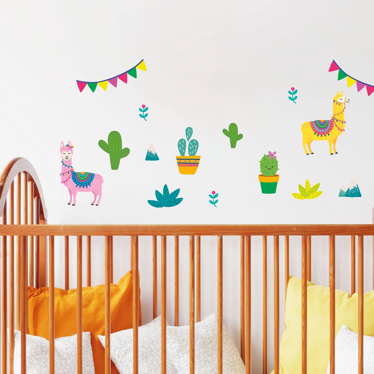 Ambiance Sticker Muurstickers - BERGLAMA'S - transparante zelfklevende achtergrond - 120x120cm Multi color