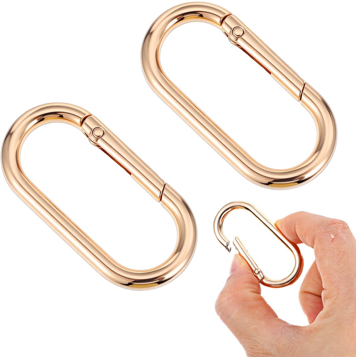 Solidchoice - 2 Stuks Ovalen Springkarabijnhaken - Metalen Ring voor Sleutels en Accessoires
