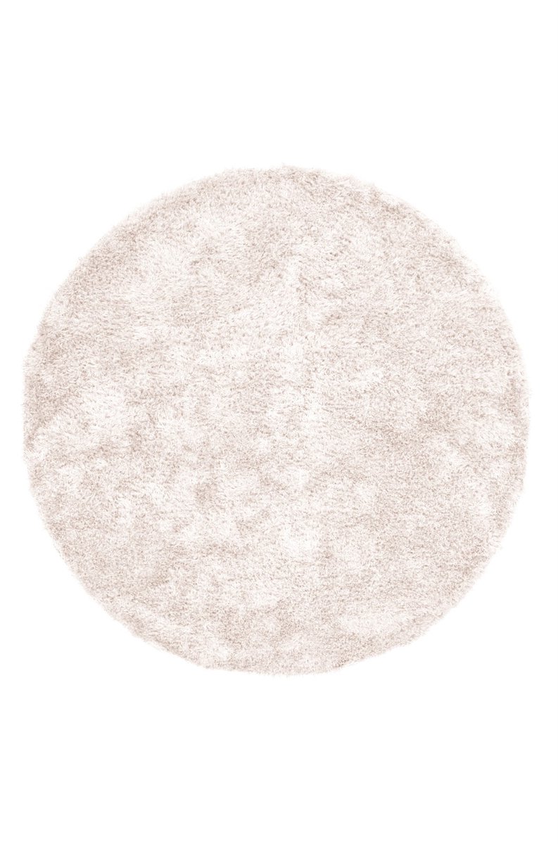 Padiro rond hoogpolig vloerkleed Ø 160 cm - poederroze - modern effen design - met een zachte uitstraling - geschikt voor vloerverwarming - van polyester