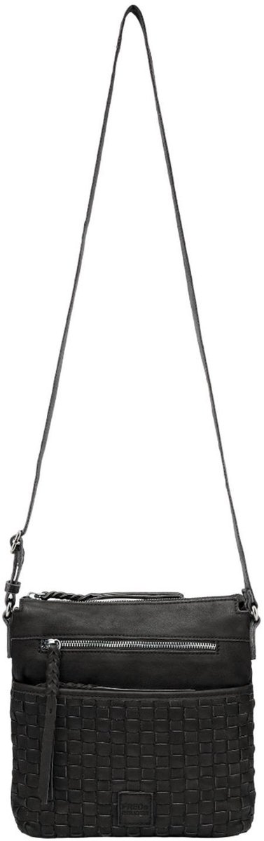 FREDsBRUDER Leren schoudertas Calm Weave Collection Crossbag Black zwart