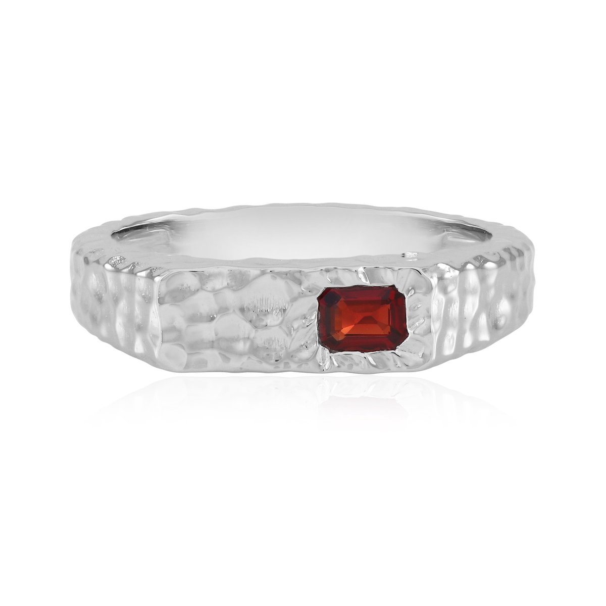 Cavill - Zilveren Ring met 0,276 ct Achthoekige Tanzania Robijn - 925 Sterling Zilver Platina Verguld - Elegante Rode Edelsteen Ring Dames