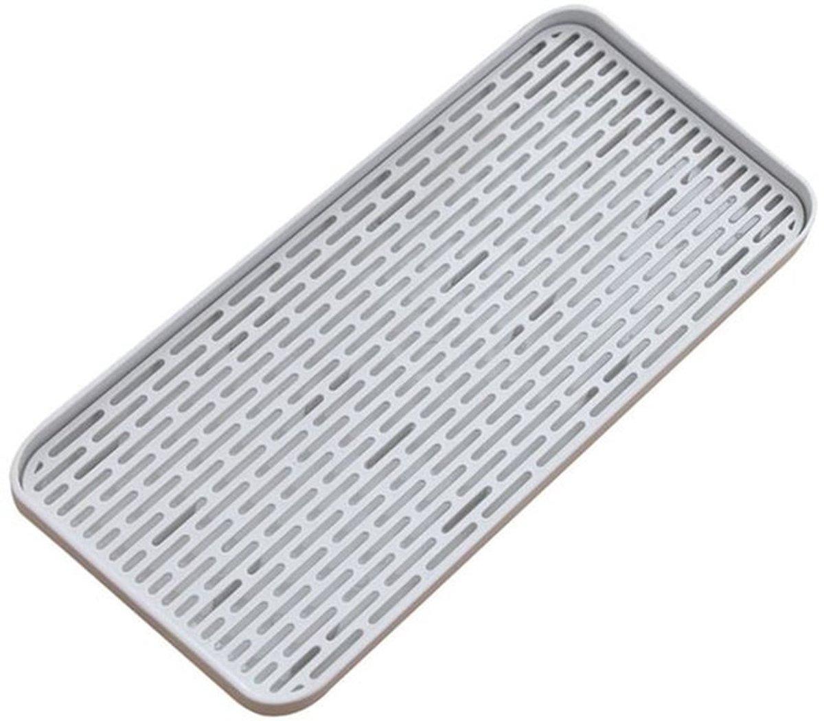 Afdruiprek met lekbak - Afdruiprek inklapbaar - Afdruiprek voor gebruiksvoorwerpen - Afdruiprek voor fruitbekers - Dubbellaags ontwerp - 31 x 17,5 cm - Afdruipmat