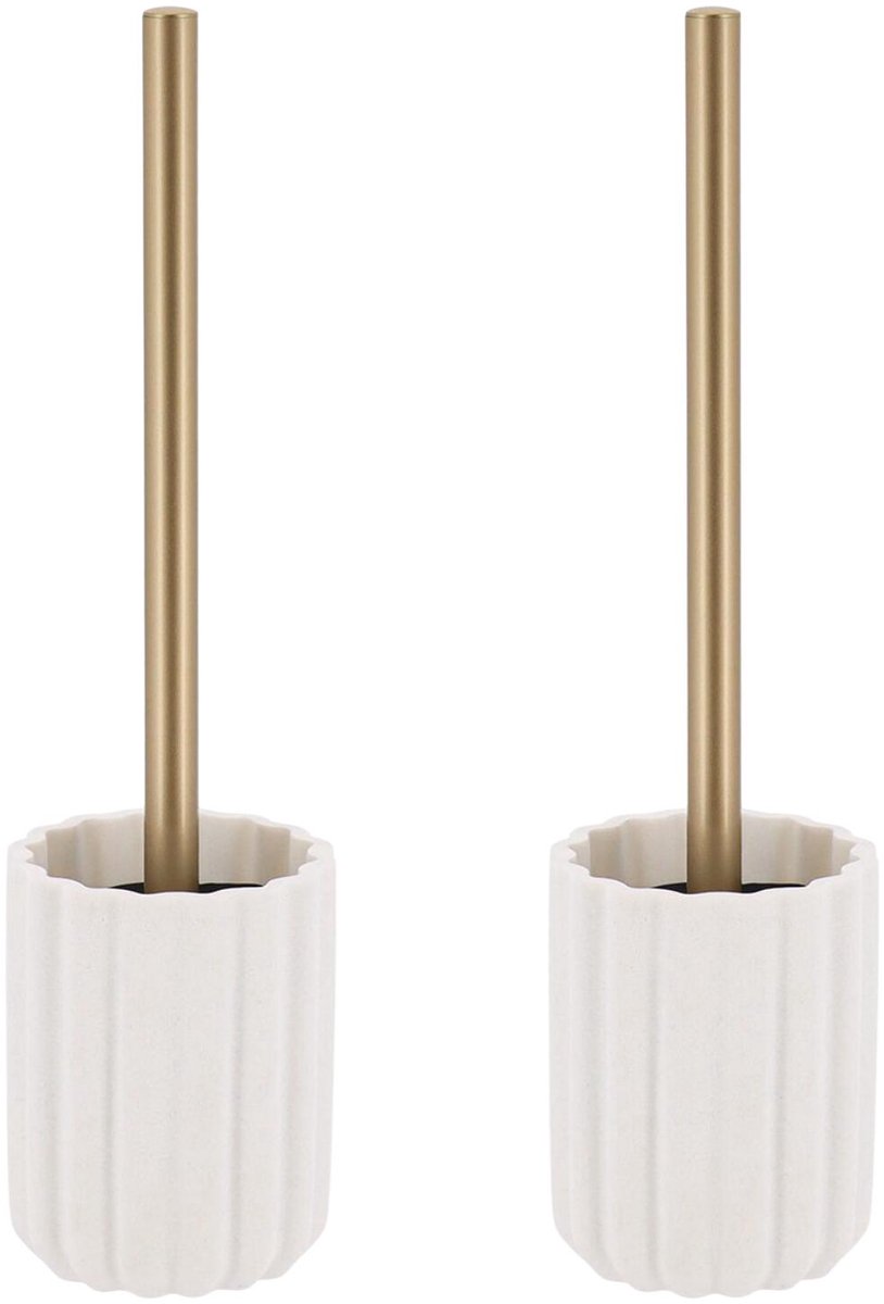 Tendance toiletborstel Ibiza - 2x - wit - H38 x D10 cm - polyresin - wc borstel