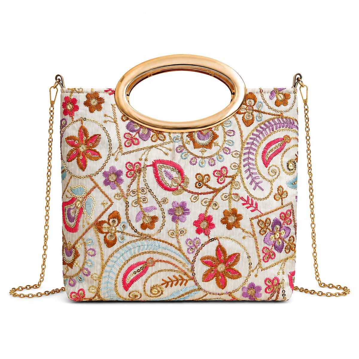 N3 Collecties Handgemaakte Clutch met Bloemenborduursel – Elegante Avondtas voor Bruiloften & Feesten