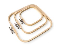 Geel houten vierkante borduurringen set 3 delig verstelbaar borduur frame met metalen schroef verschillende maten voor borduurwerk kruissteek naaien knutselen kleding en muurdecoratie