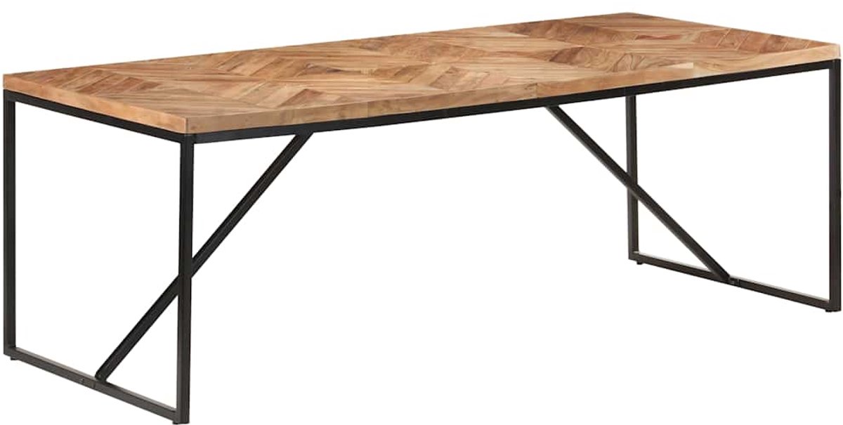 vidaXL Eettafel - 200x90x76 - cm - massief - acaciahout - en - mangohout Zwart