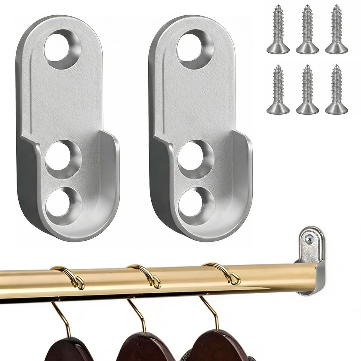 Solidchoice - 2 Stuks Ovale Kledingrailbeugels met Schroeven