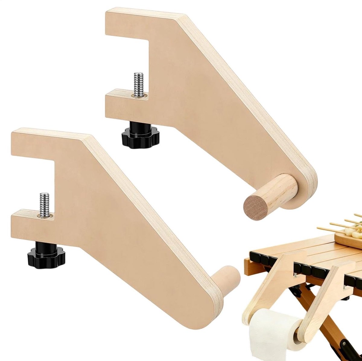Solidchoice - Decoratieve Houten Houder voor Slagerspapier - Set van 2
