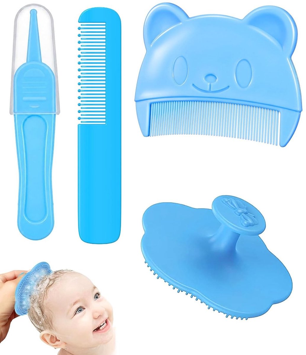 Solidchoice - 3 Stuks Babyhaarborstel Set - Veilig en Zacht voor Pasgeborenen