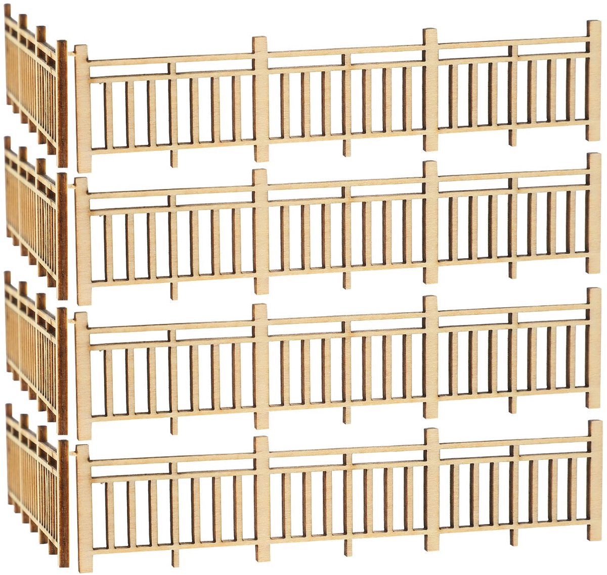 Solidchoice - Miniatuur Houten Hek Model Set van 8 - Perfect voor Tuinlandschappen en Modelbouw