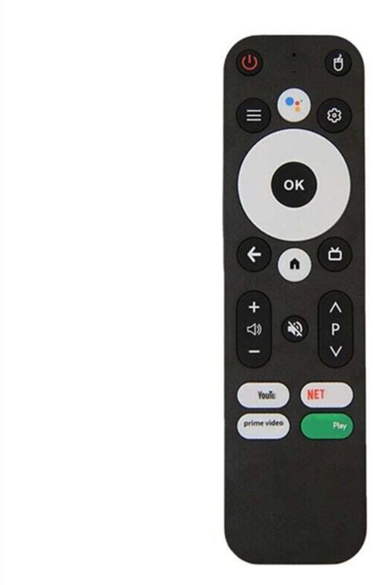 Een Bluetooth-afstandsbediening met spraakbediening (zwart) voor de KM2 Plus Android 4K Ultra HD TV Box.