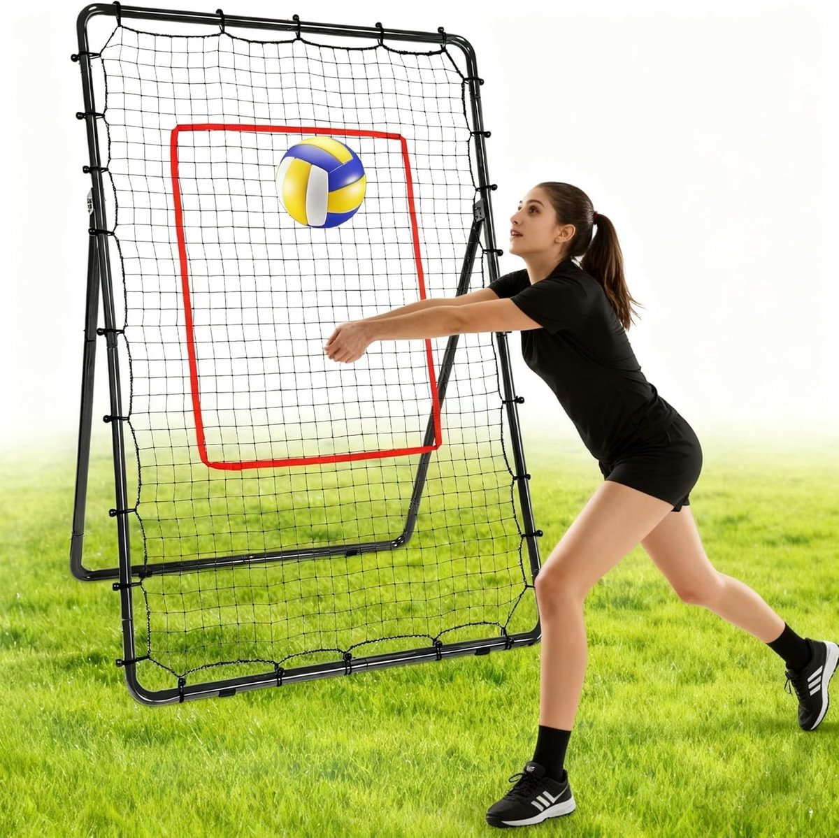 Verstelbaar Volleybalnet - Zwart - 122 x 185 cm - Weerbestendig en Duurzaam - Voor Sporttraining in de Achtertuin