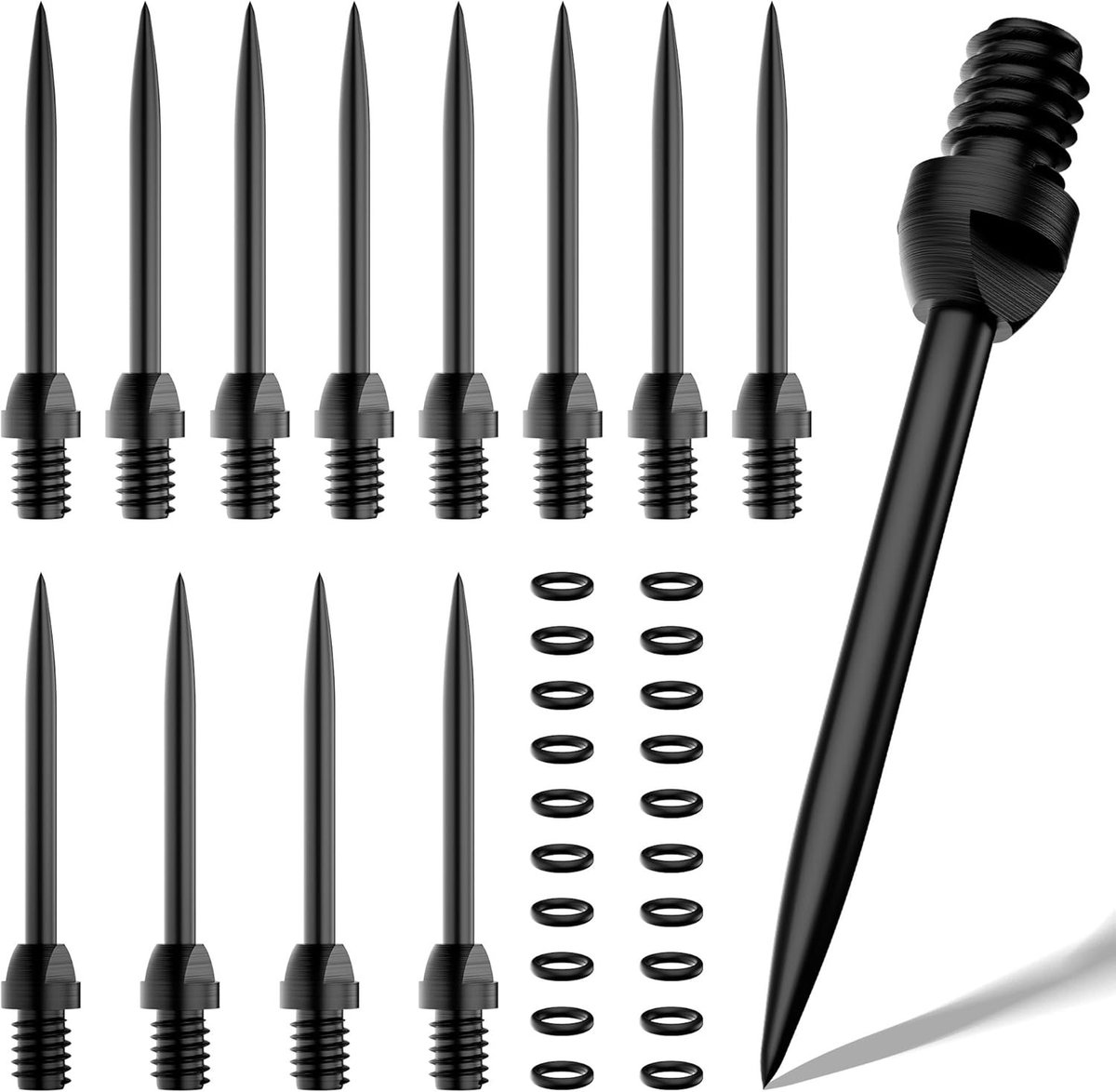 Stalen Darttips - Zilver - 12 Stuks - Hoogwaardige Stalen Dartpunten met O-type Rubberen Ringen - Voor Dartsportliefhebbers