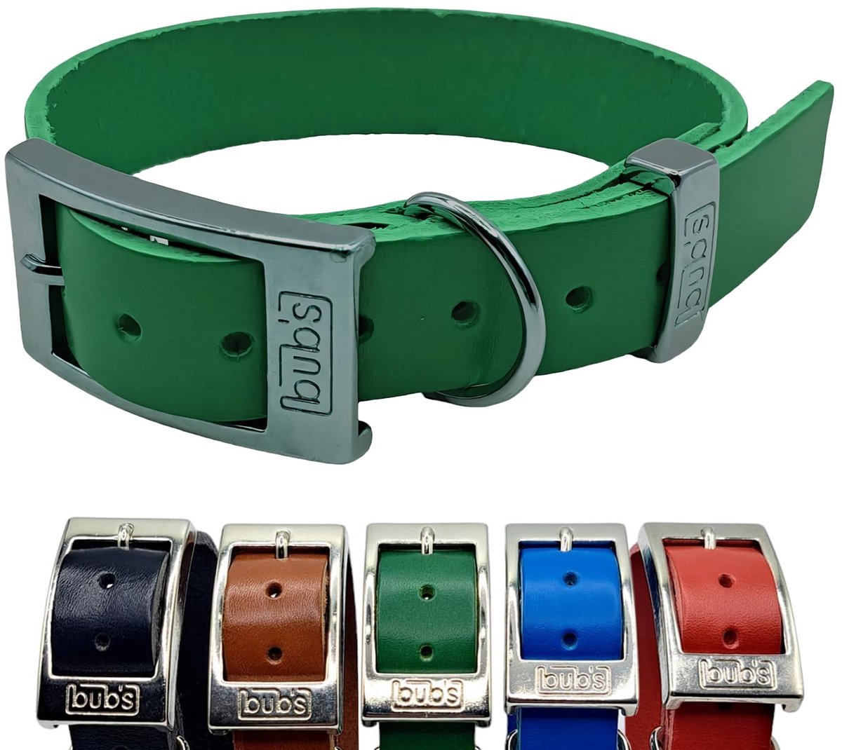 Solidchoice - Rundleer Hondenhalsband, Zacht en Duurzaam (Groen, Maat M)