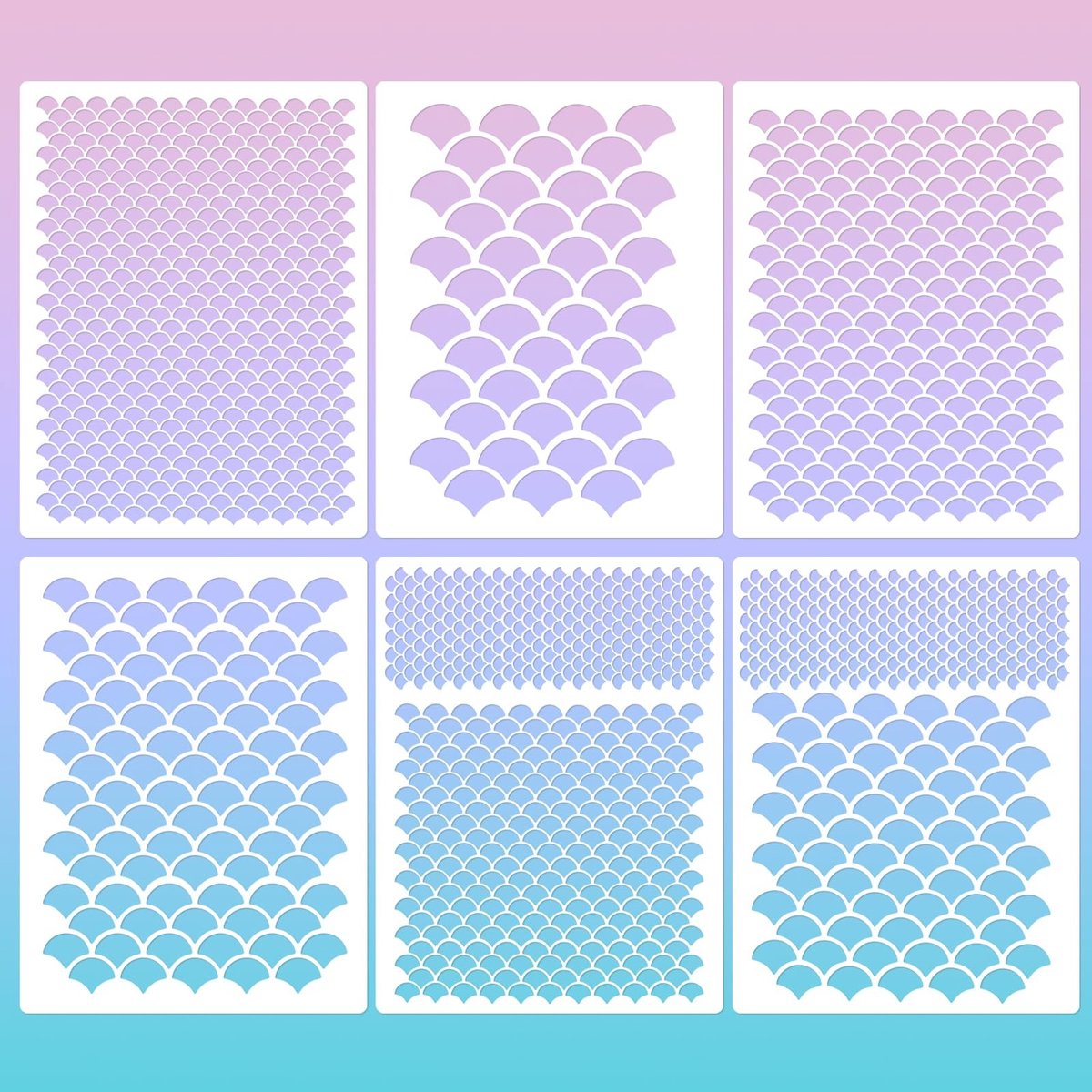 Solidchoice - Set van 6 Zeemeermin Sjablonen voor Schilderen en Makeup