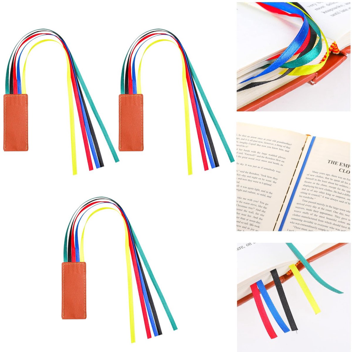 Solidchoice - Set van 3 Kleurrijke Faux Leren Boekenleggers