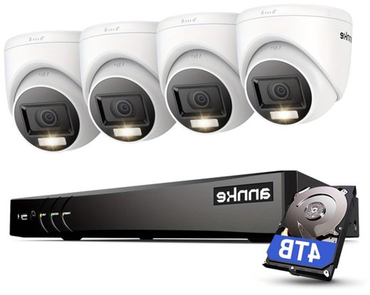 4K Ultra HD Beveiligingssysteem – Camerapakket – PoE Camera – Bewakingscamera – Veiligheidssysteem – Mens- en Voertuigherkenning – Dual Light Nachtzicht 30 Meter