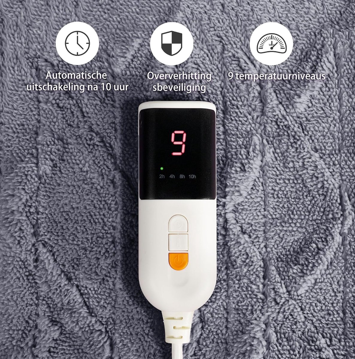 Electric Blanket 130x16mm, Soft and Washable Comfortable, Grey - ShopVlot