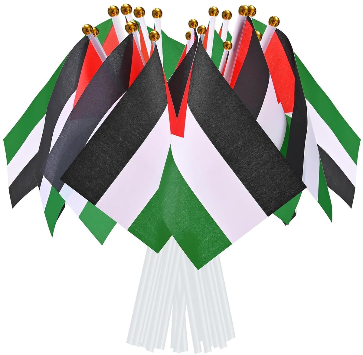 AhfuLife Palestinian Flags on Sticks, 15 Pieces Hand Held Palestinian Small Flags with 30cm White Pole for National - ShopVlot
