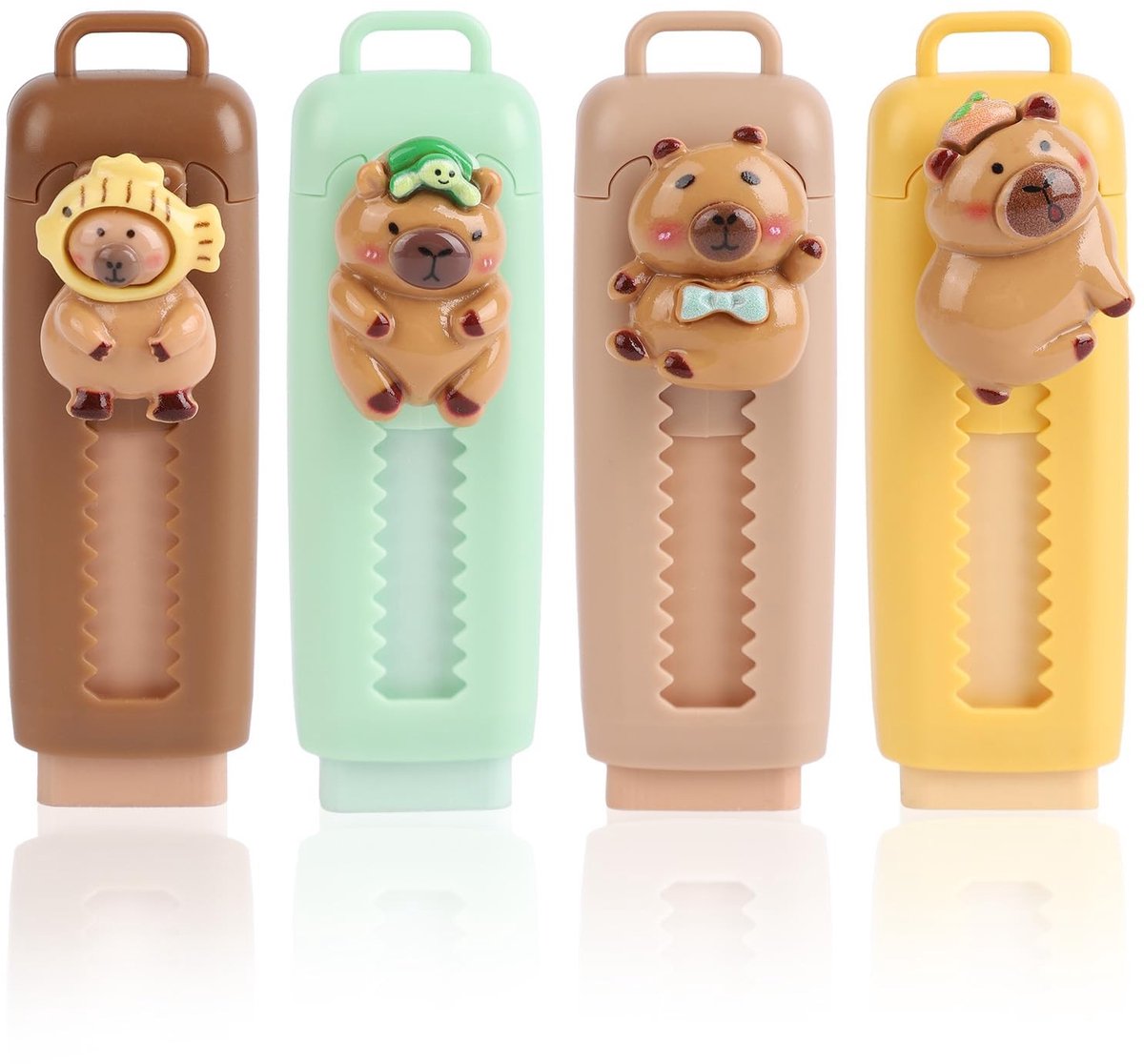 Solidchoice - 4 Stuks Intrekbare Capybara Gummen in Diverse Kleuren