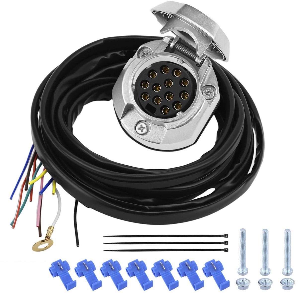Solidchoice - 13-Pins Trailer Stekker met 2m Kabel en Waterdichte Behuizing