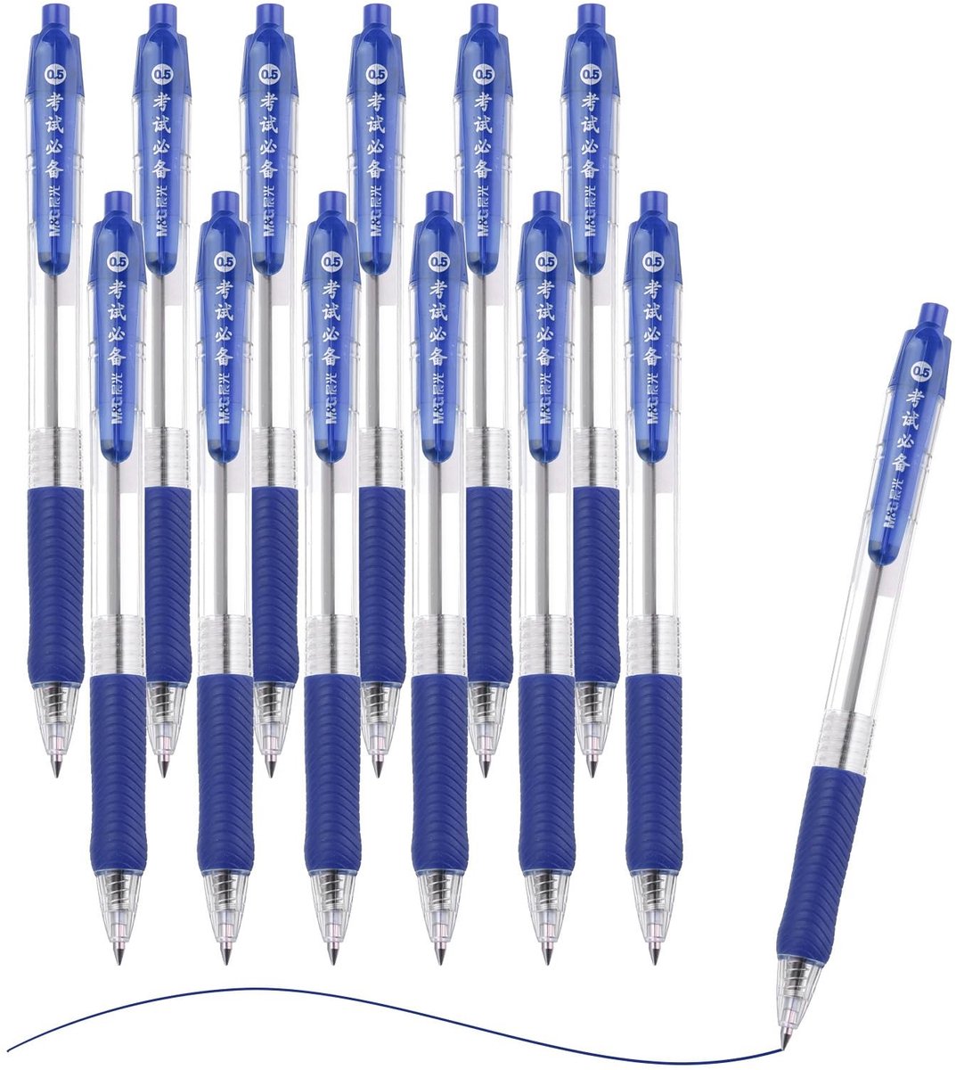 Solidchoice - 12 Stuks Retractable Balpen met Fijne Punt en Blauwe Inkt