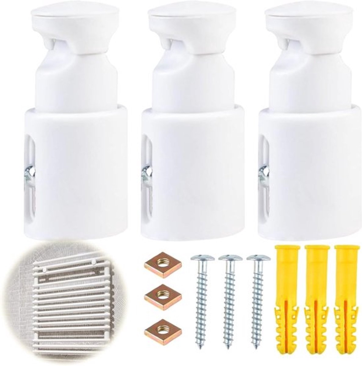 Set van 3 wandradiatorhouders, handdoekdrogerhouder, verstelbare afstand 75-95 mm, 90 kg draagvermogen, wandmontage voor elektrische radiator en handdoekhouder