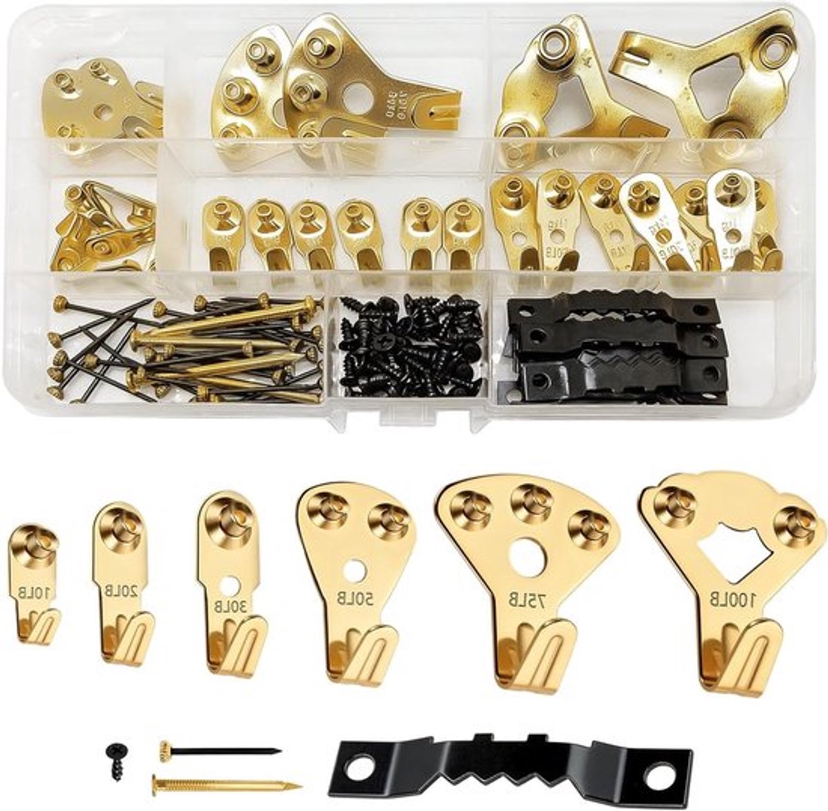 Haken voor metalen fotolijsten, 7 soorten haken, draagvermogen 10-15 kg, ideaal voor wanddecoratie en kunstwerken