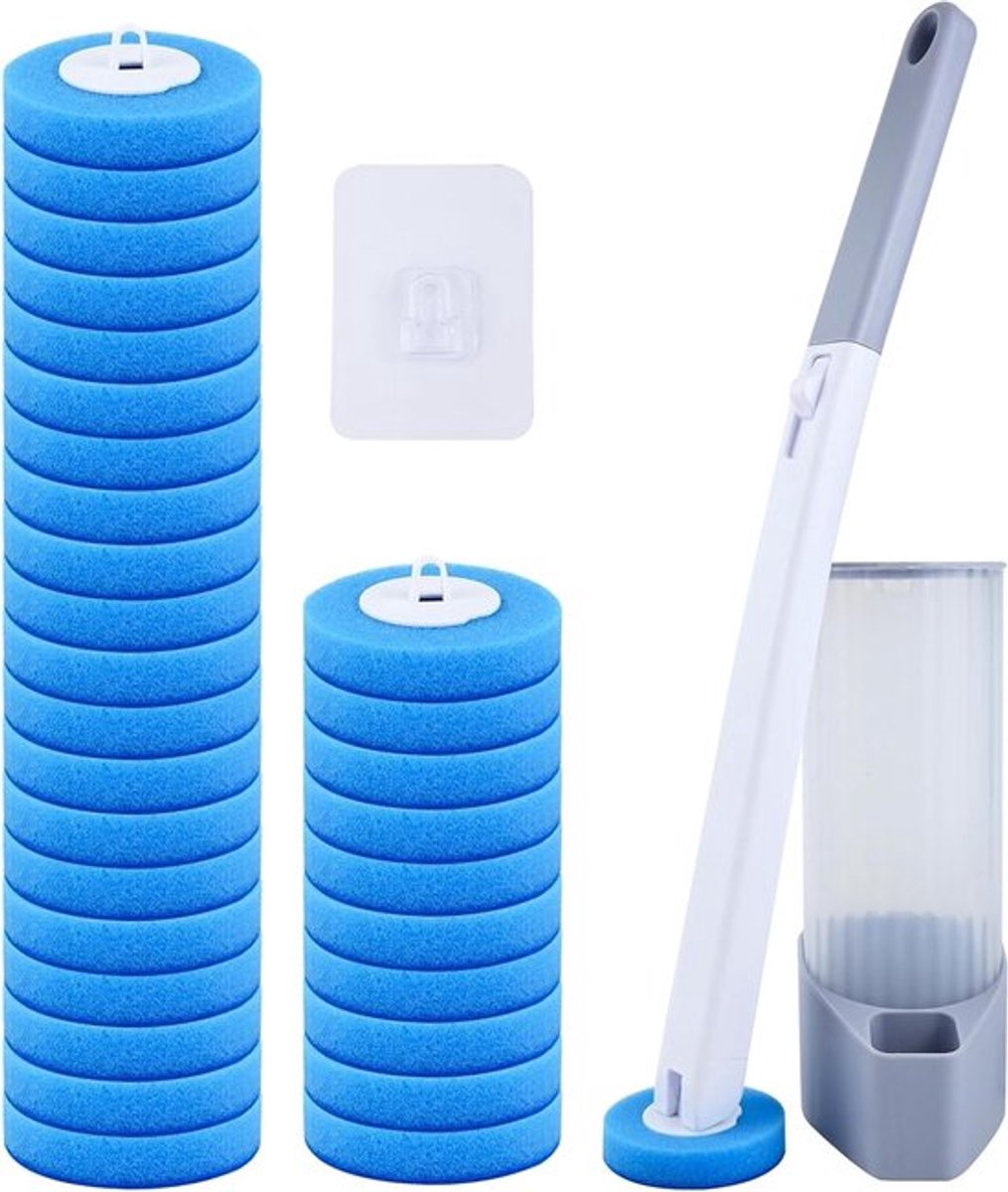 Toiletborstel Set met Wandmontage en 30 Schoonmaakpads voor Eenvoudig Onderhoud en Hygiëne