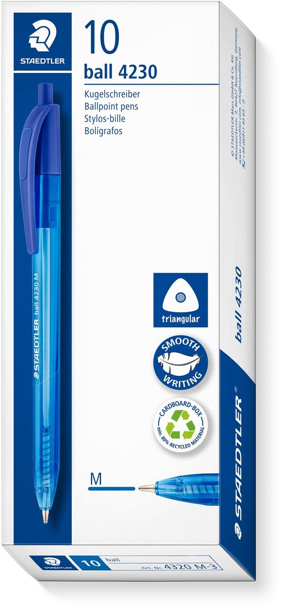 Solidchoice - Intrekbare Rainbow Balpen Blauw (Doos van 10)