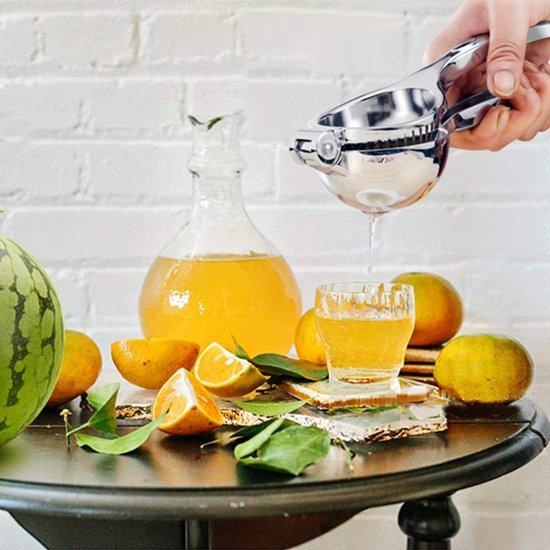 Citroenpers - Limoenpers - RVS - Handcitruspers - Handmatige Citroenpers - Lemon squeezer - Handpers - Sinaasappel juicer - Fruitpers - Citrusknijper - Sinaasappelpers - Zilver — afbeelding 2