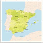 Poster 30x30 cm - Illustratie van een kaart met Spanje in het groen - Posters - Kamer decoratie - Wanddecoratie woonkamer - Muurdecoratie slaapkamer