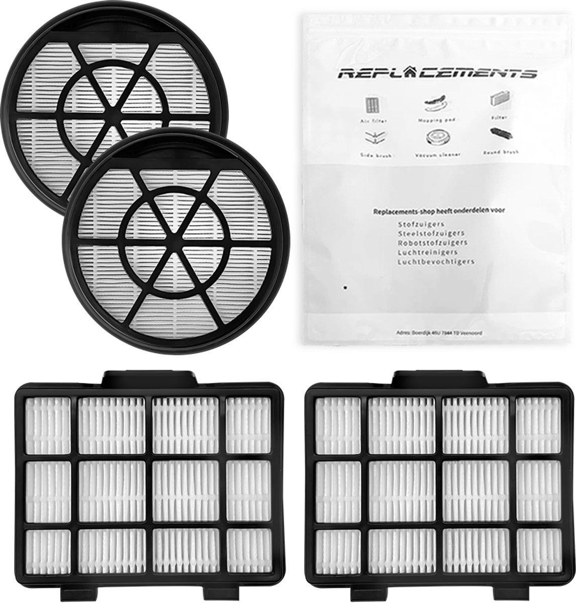 Replacements Filterset geschikt voor Bosch Serie 2 – 6-delig (2x Schuimfilter, 2x Motorfilter, 2x HEPA filter) – vervangt BBZ152EF, 12025213, 17001740
