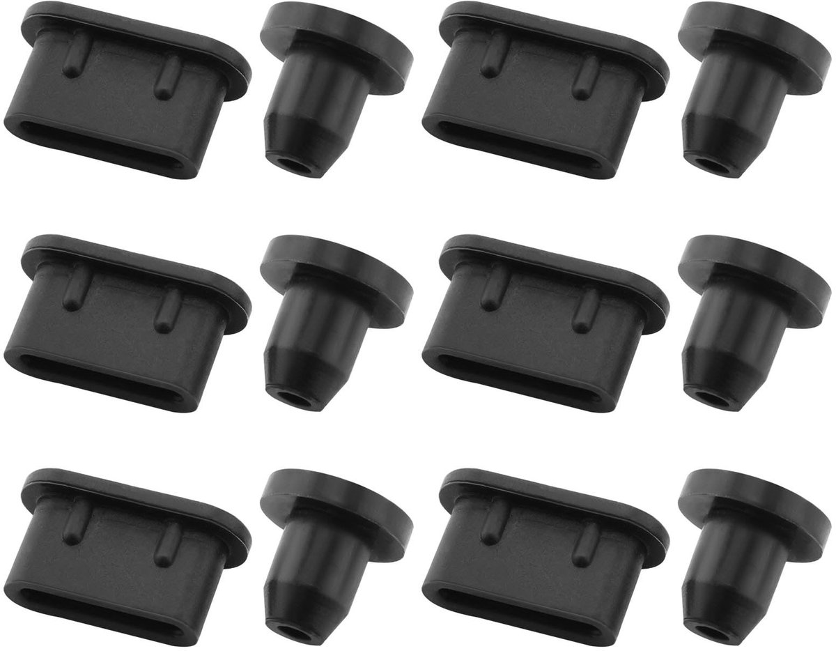 Dailygoods- Stofplug Set van 6 - Rubber - Hoofdtelefoon/Laadpoort - Duurzaam - Herbruikbaar - Eenvoudig te installeren - Poortbescherming