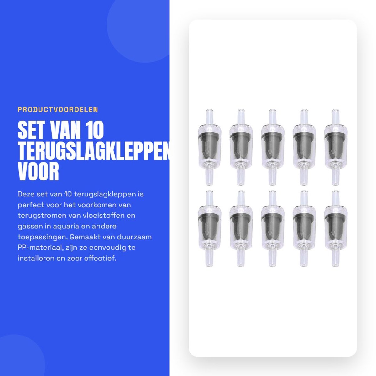 Dailygoods- Terugslagklep 4mm - 10 Stuks - PP - Waterafsluitklep - Sterke Drukweerstand - Voor Aquarium/Chemische Industrie
