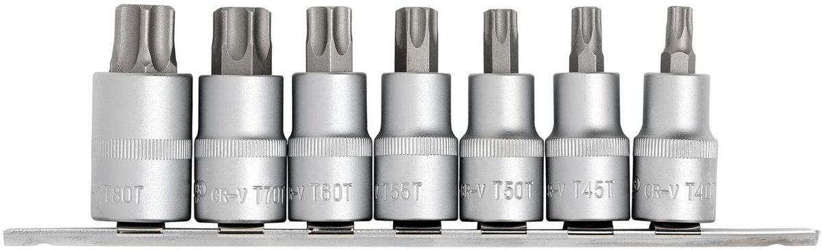 Draper Expert 1/2" TX-STAR® bitdoppenset op rail, 7-delig