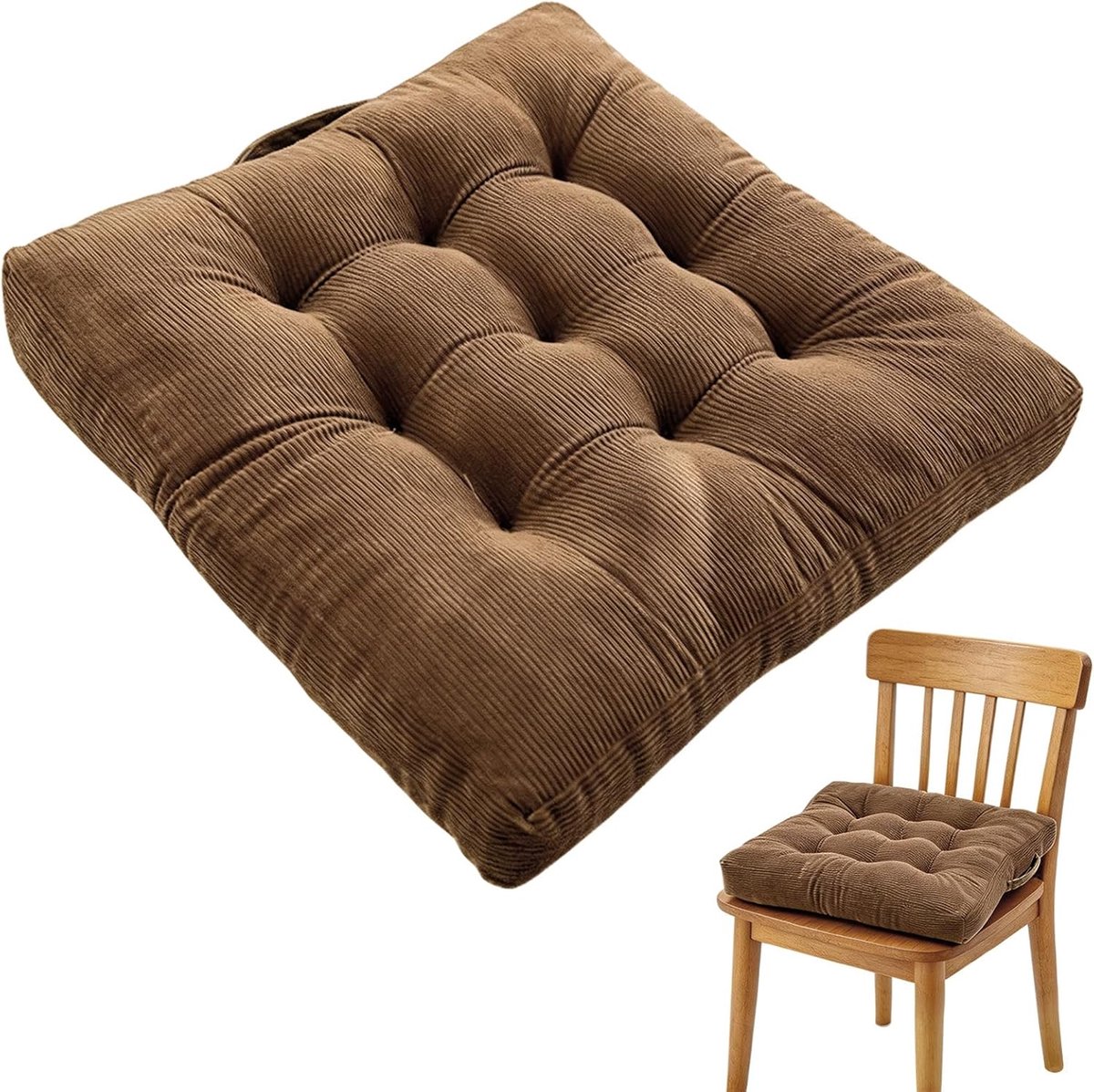 Zitkussen 40x40 cm, katoenen Stoelkussen Indoor & Outdoor Zitting Bodem met draaggreep, 10 cm Dikte Stoelkussen Matraskussen Zittingsondersteuningen voor Woonkamer Eetkamer