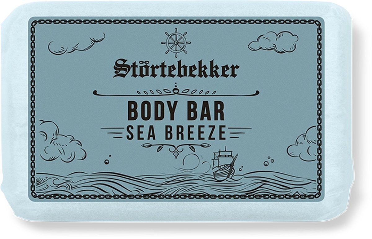 Störtebekker® Body Bar Sea Breeze - Plasticvrije Vaste Zeep & Douchegel Heren - Natuurlijke & Duurzame Lichaamsverzorging - Vegan Bodywash met Sheaboter - 120g