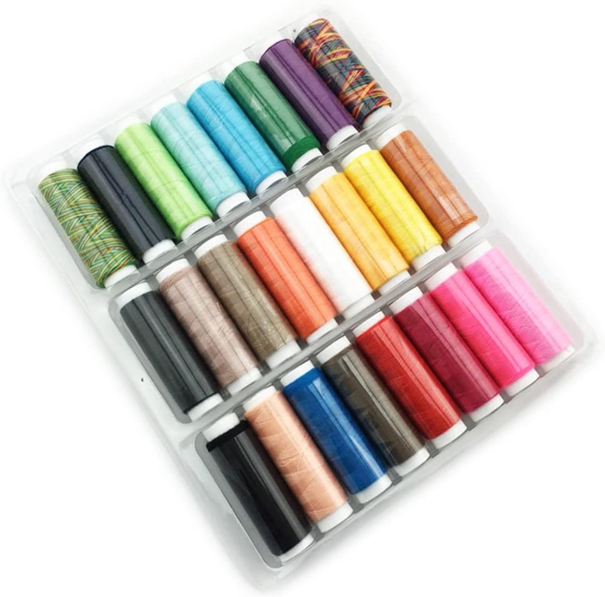 Naaigaren voor naaimachine 24 draadspoelen van elk 110 meter diverse kleuren polyester katoen naaigaren kit set doos voor handwerk en machine naaien, quilten, doe-het-zelf, borduurwerk