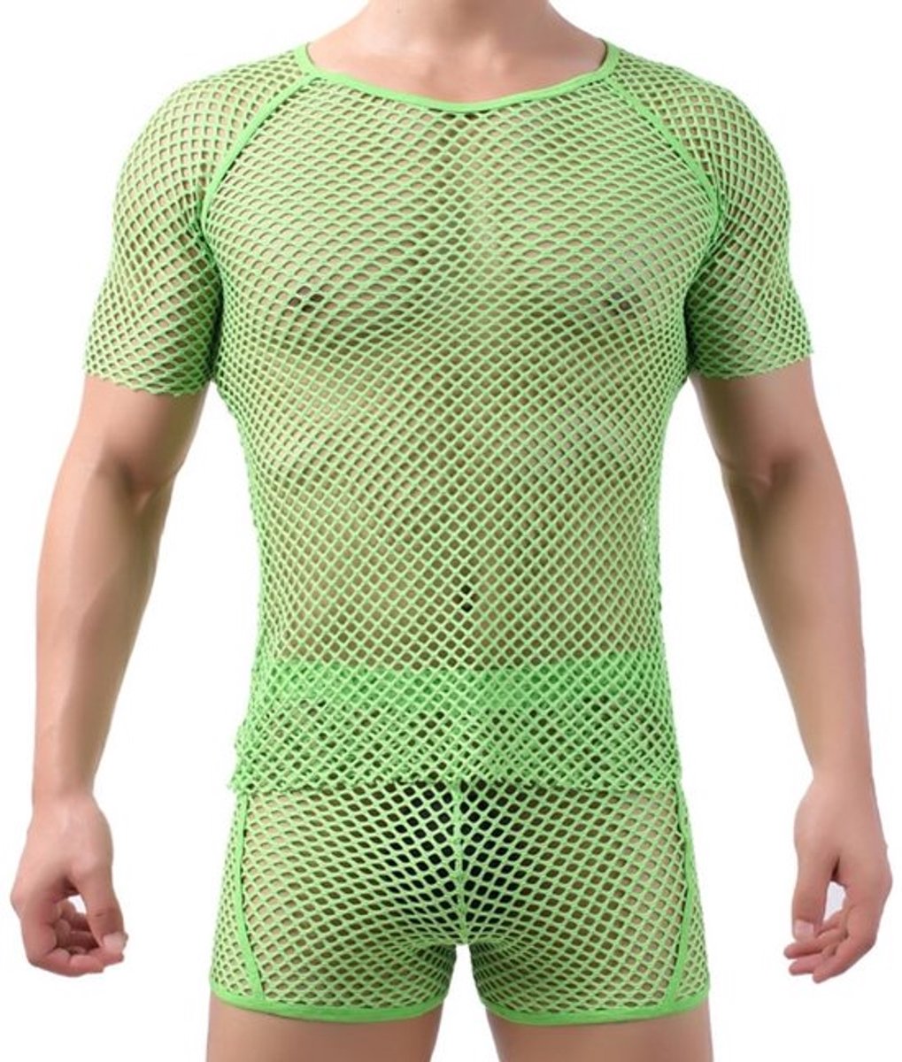 Transparant Netweefsel Dailygoods- Tanktop Korte Mouwen Wit