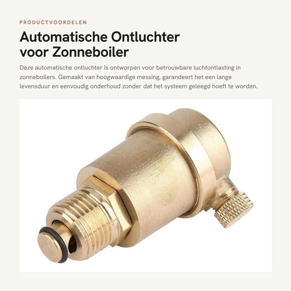 Dailygoods- Ontluchter Automatisch - Messing - DN15 G1/2 - Luchtventilator - Onderhoudsvriendelijk - Betrouwbaar Mechanisme - 7 cm Afmeting - Luchtventiel